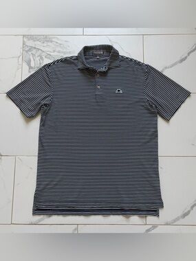 Peter Millar Summer Comfort Short Sleeve Polo Shirt Size M Black White Stripes